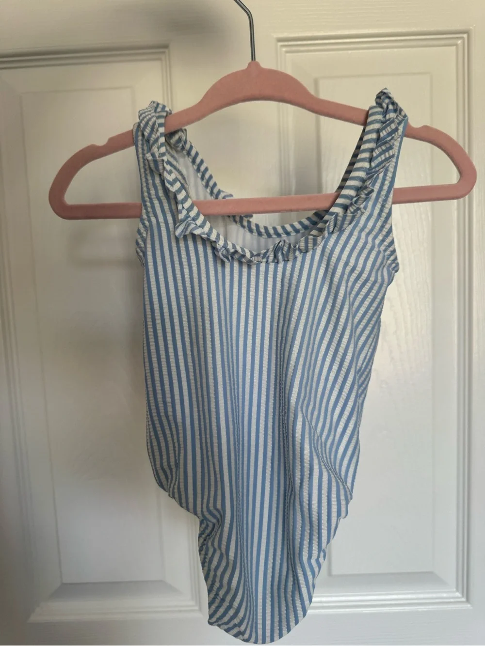 Baby Floral Ruffle One-Piece Swimsuit and Blue Stripe One-Piece Bundle